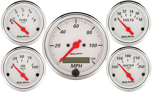 Arctic White Gauge Kit W/Red Pointer - AutoMeter | Evolution Auto Retroworks