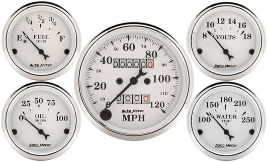 Old Tyme White Gauge Kit Mech Speedo - AutoMeter | Evolution Auto Retroworks