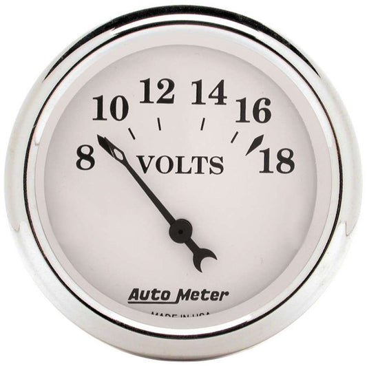 Old Tyme White 2 1/16in Voltmeter 8 - 18 - AutoMeter | Evolution Auto Retroworks