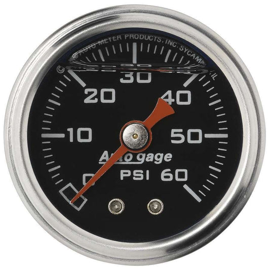 1 - 1/2in Pressure Gauge - 0 - 60psi - Black Face - AutoMeter | Evolution Auto Retroworks
