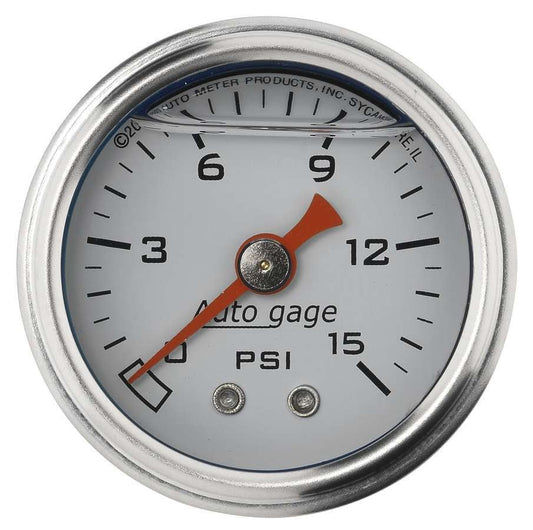 1 - 1/2in Pressure Gauge 0 - 15psi - White - AutoMeter | Evolution Auto Retroworks
