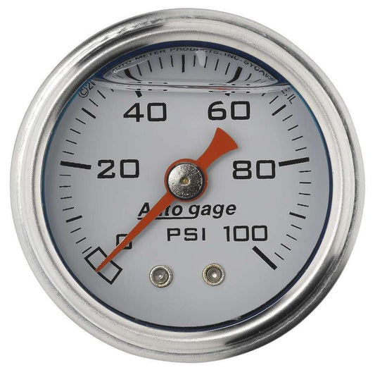 1 - 1/2in Pressure Gauge 0 - 100psi - White - AutoMeter | Evolution Auto Retroworks
