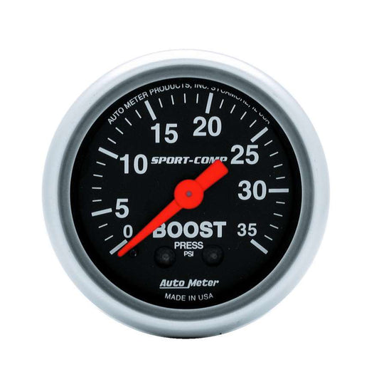 2 - 1/16in Sport Comp 0 - 35 Boost Gauge - AutoMeter | Evolution Auto Retroworks