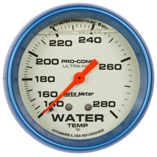 2 - 5/8 Ultra - Nite Water Temp Gauge 140 - 280 - AutoMeter | Evolution Auto Retroworks
