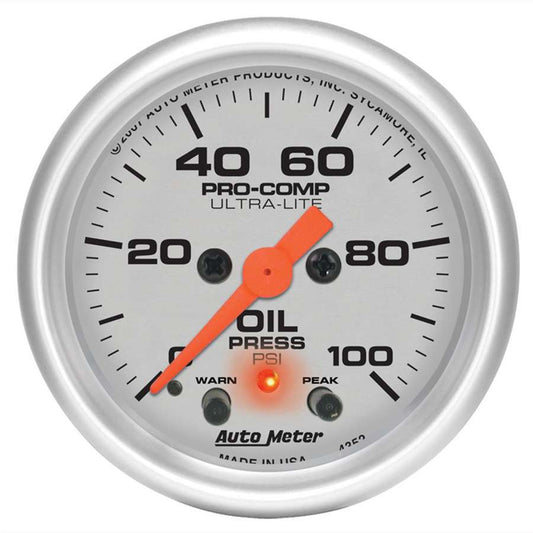 2 - 1/16in U/L Oil Press. Gauge w/Peak & Warning - AutoMeter | Evolution Auto Retroworks
