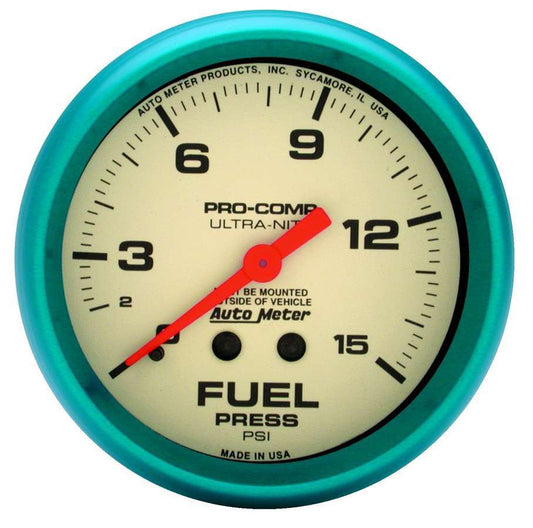 2 - 5/8 Ultra - Nite F/P Gauge 0 - 15psi - AutoMeter | Evolution Auto Retroworks