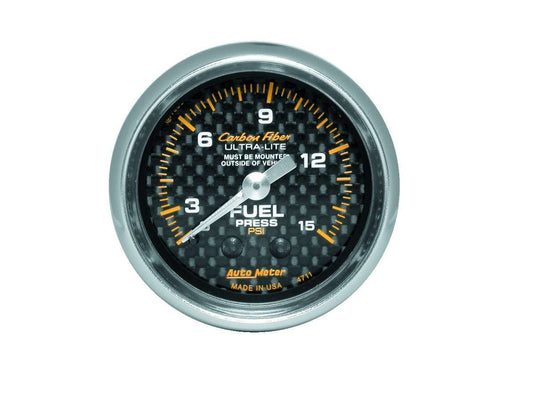C/F 2 - 1/16in Fuel Press. Gauge 0 - 15PSI - AutoMeter | Evolution Auto Retroworks