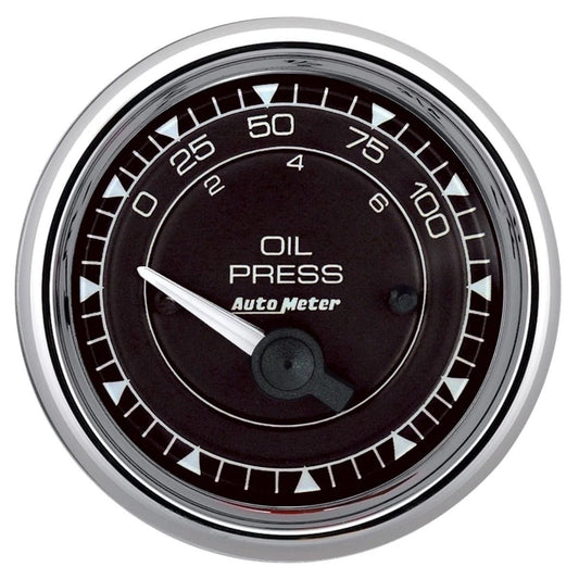 2/16 Chrono Chrome Gaug Pressure 0 - 100PSI - AutoMeter | Evolution Auto Retroworks