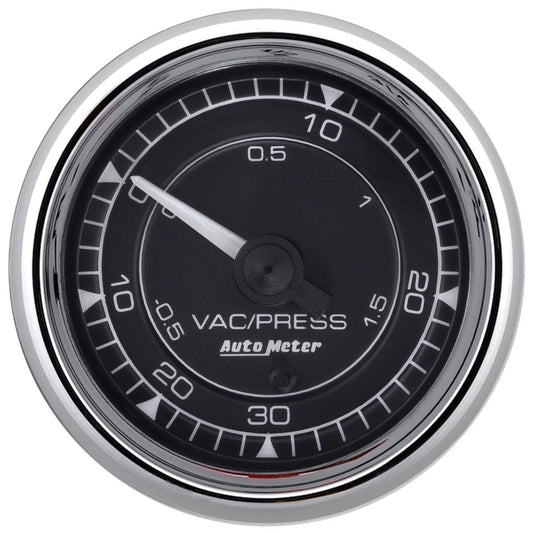 2/16 Chrono Chrome Gauge Vac/Boost 30HG/30PSI - AutoMeter | Evolution Auto Retroworks