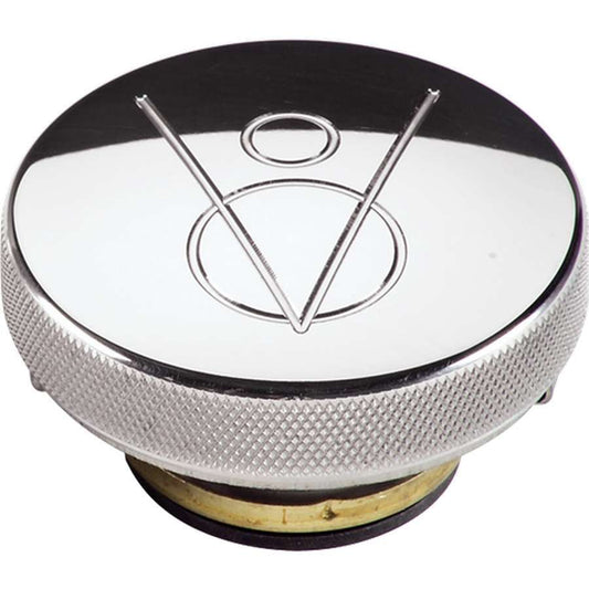 Polished Radiator Cap V8 Logo 16lb. - Billet Specialties | Evolution Auto Retroworks