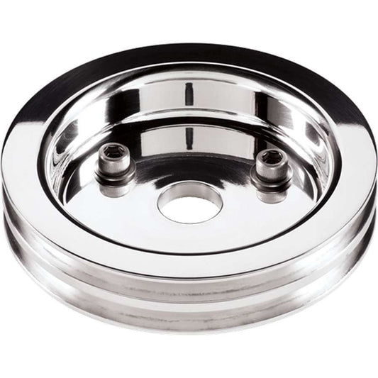Polished SBC 2 Groove Lower Pulley - Billet Specialties | Evolution Auto Retroworks