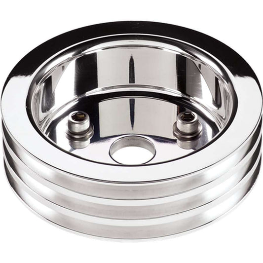 Polished SBC 3 Groove Lower Pulley - Billet Specialties | Evolution Auto Retroworks