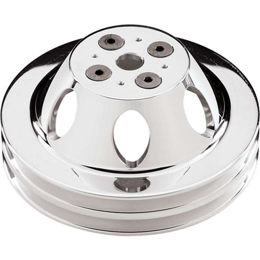 Polished BBC 2 Groove Upper Pulley - Billet Specialties | Evolution Auto Retroworks