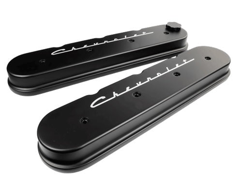 LS Series Motor Valve Co vers Blk Chevrolet Logo - Billet Specialties | Evolution Auto Retroworks
