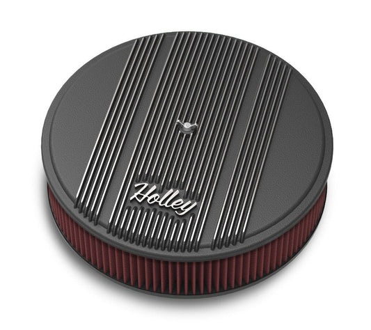 14x3 Die Cast Finned Alm Air Cleaner Black - Holley | Evolution Auto Retroworks
