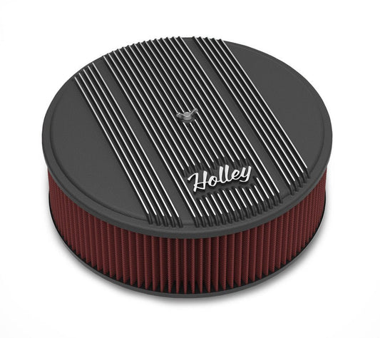 14x4 Die Cast Finned Alm Air Cleaner Black - Holley | Evolution Auto Retroworks