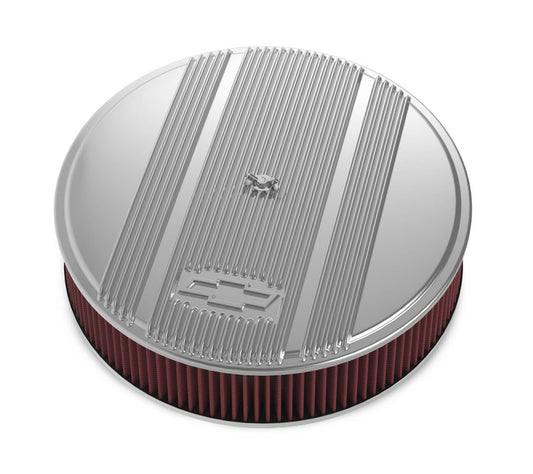 14 x 3 Air Cleaner Finned Bowtie Polished - Holley | Evolution Auto Retroworks