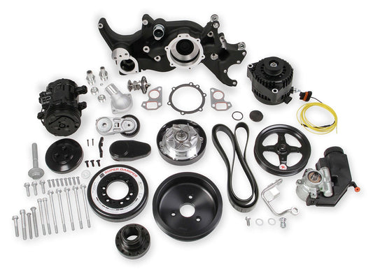 GM LS Mid Mount Complete Accessory Kit - Black - Holley | Evolution Auto Retroworks