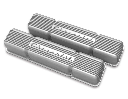 SBC Valve Covers Finned Vintage Series Natural - Holley | Evolution Auto Retroworks