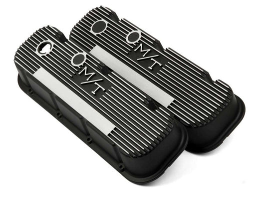 BBC M/T Valve Cover Set - Black Krinkle - Holley | Evolution Auto Retroworks