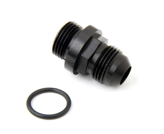 Fuel Inlet Fitting Short 8an to 8 ORB Black - Holley | Evolution Auto Retroworks