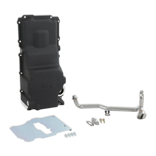 Retro Fit Oil Pan GM LS Engine Swap - Black - Holley | Evolution Auto Retroworks