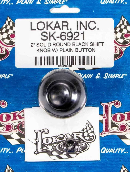 2in Shift Knob Solid Round Black w/Button - Lokar | Evolution Auto Retroworks