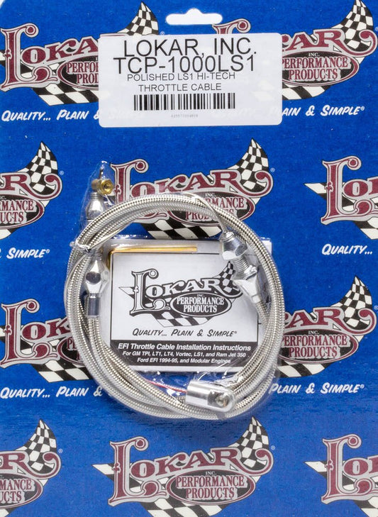 Polished LS1 Hi - Tech Throttle Cable - Lokar | Evolution Auto Retroworks