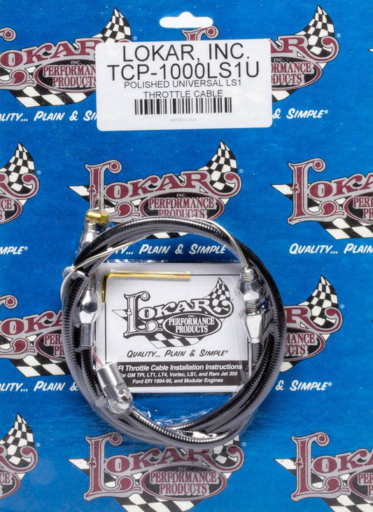 Polished Universal Throt tle Cable LS Engine - Lokar | Evolution Auto Retroworks