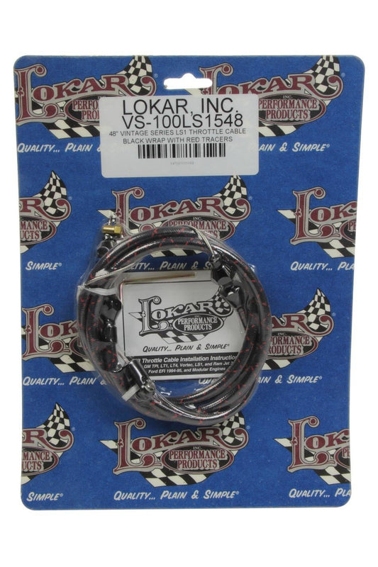 VS Throttle Cable Black Black Wrap w/ Red Tracer - Lokar | Evolution Auto Retroworks