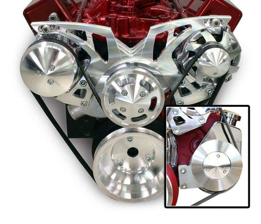 SBC Style Track Pulley Set w/Power Steering - March Performance | Evolution Auto Retroworks