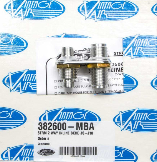 2 Way In Line Bulkhead 6 and 10 O - Ring - Vintage Air | Evolution Auto Retroworks
