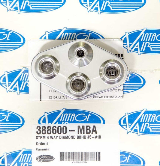 4 Way Diamond Bulkhead 6 & 10 Male O - Ring - Vintage Air | Evolution Auto Retroworks