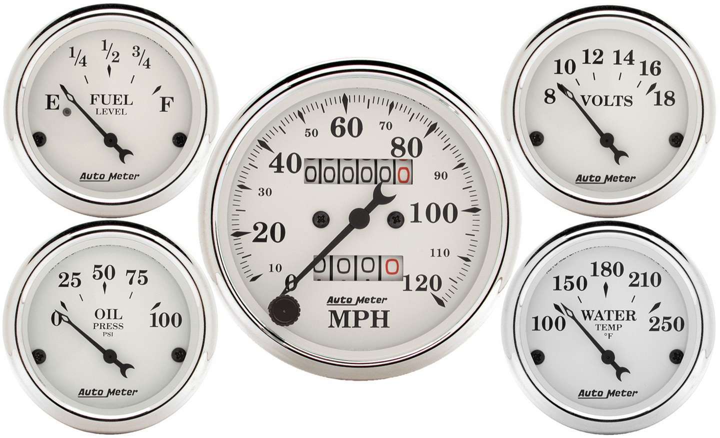 Old Tyme White Gauge Kit Mech Speedo - AutoMeter | Evolution Auto Retroworks