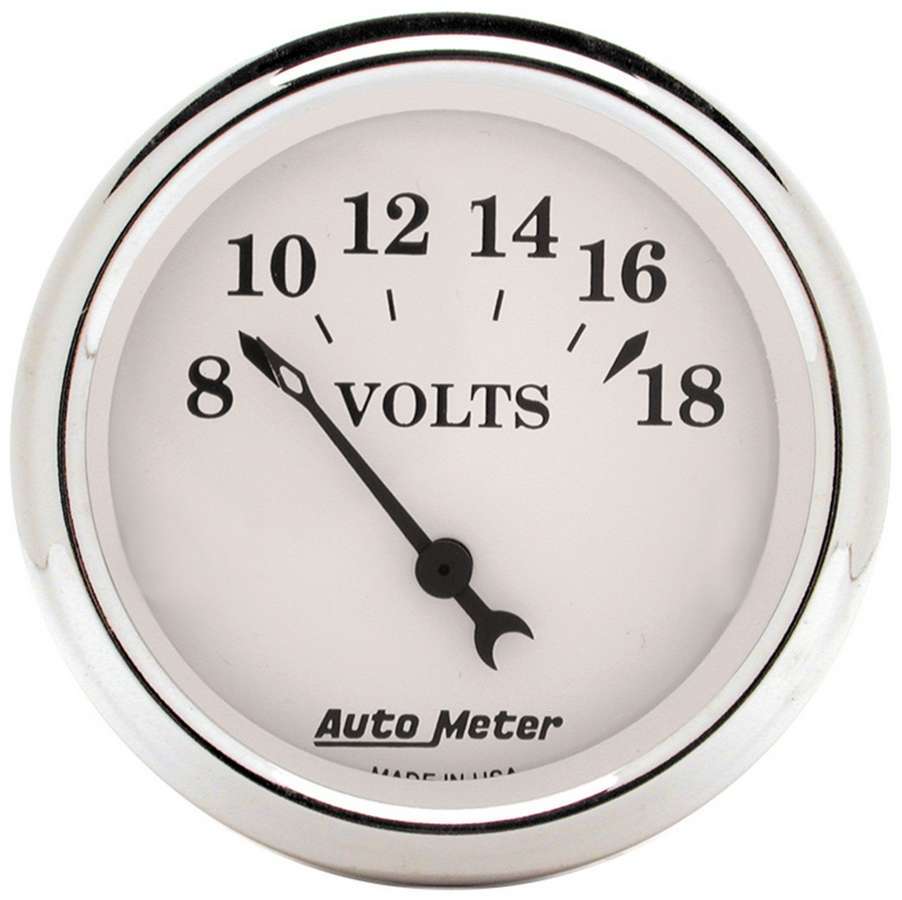 Old Tyme White 2 1/16in Voltmeter 8 - 18 - AutoMeter | Evolution Auto Retroworks