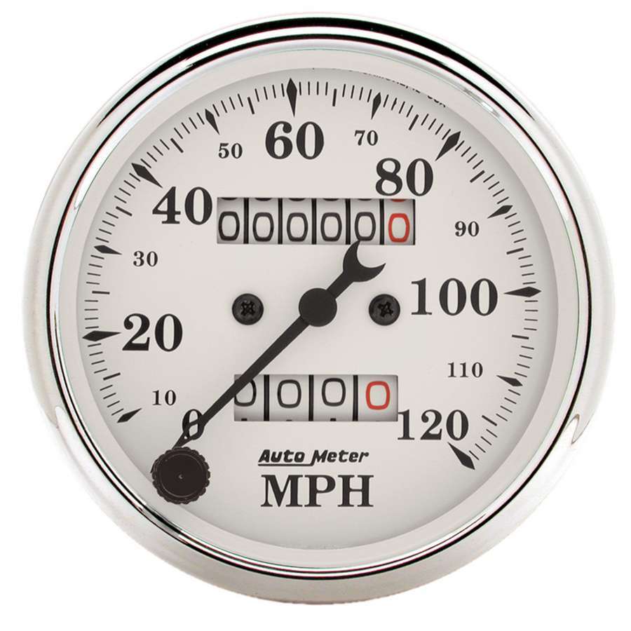 Old Tyme White 3 1/8in 120MPH Mech. Speedo - AutoMeter | Evolution Auto Retroworks