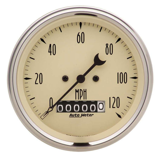 Gauge Speedo. 3 3/8in 12 0mph Elec. Prog. w/ Whee - AutoMeter | Evolution Auto Retroworks