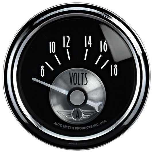 2 - 1/16 Voltmeter 8 - 18V Prestige Black Series - AutoMeter | Evolution Auto Retroworks