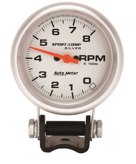Sport Comp 2 5/8in Silver Tach 8000 RPM - AutoMeter | Evolution Auto Retroworks