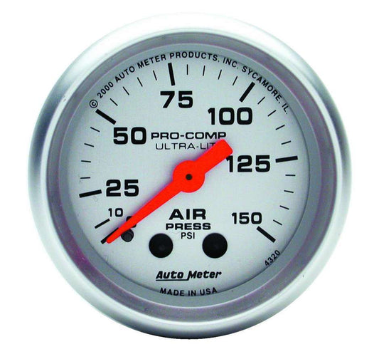 2 - 1/16in U/L Air Press. Gauge 0 - 150psi - AutoMeter | Evolution Auto Retroworks