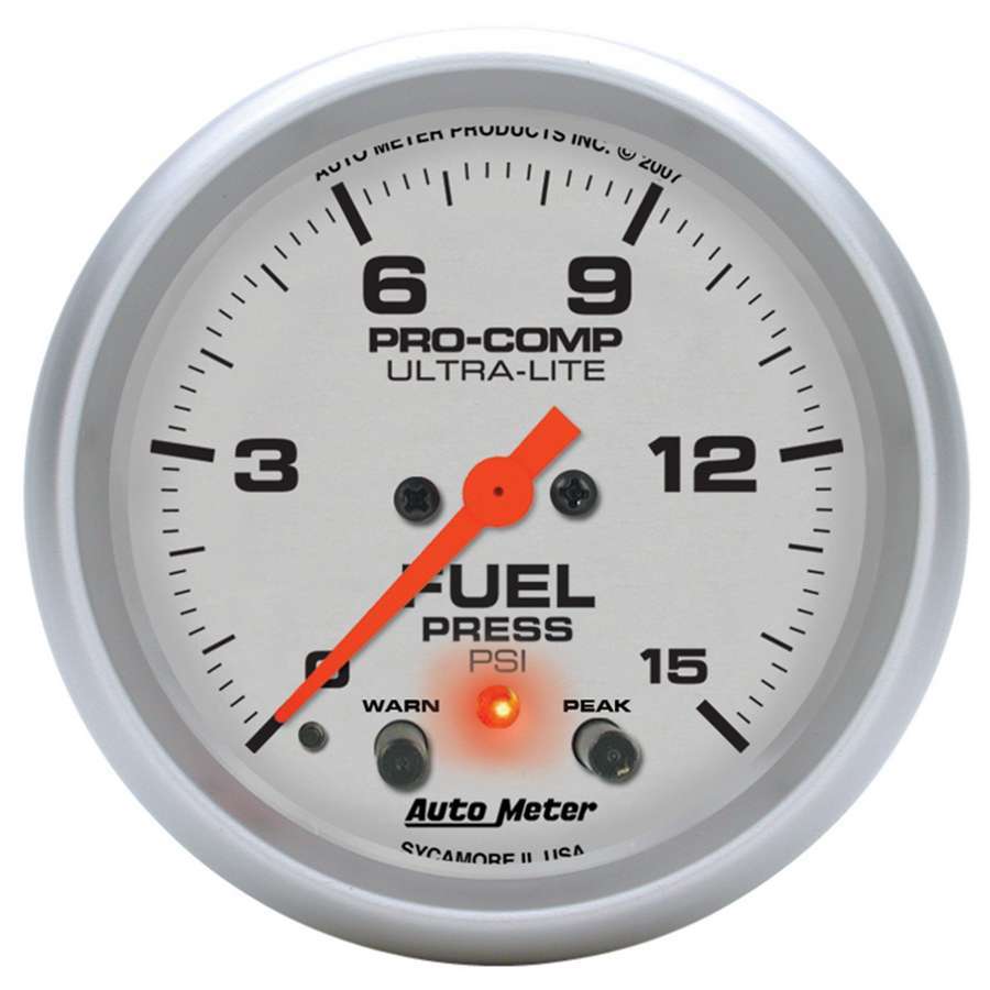2 - 5/8in U/L Fuel Press. Gauge w/Peak & Warning - AutoMeter | Evolution Auto Retroworks
