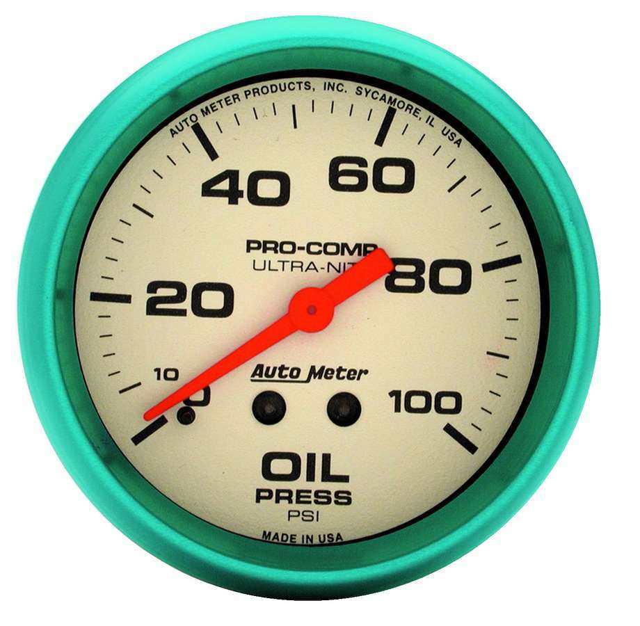 2 - 5/8 Ultra - Nite Oil Press. Gauge 0 - 100psi - AutoMeter | Evolution Auto Retroworks
