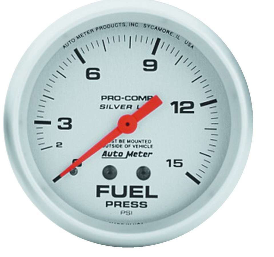 Pro Comp 2 - 5/8in Silver Liq - Fill Fuel 0 - 15 PSI - AutoMeter | Evolution Auto Retroworks