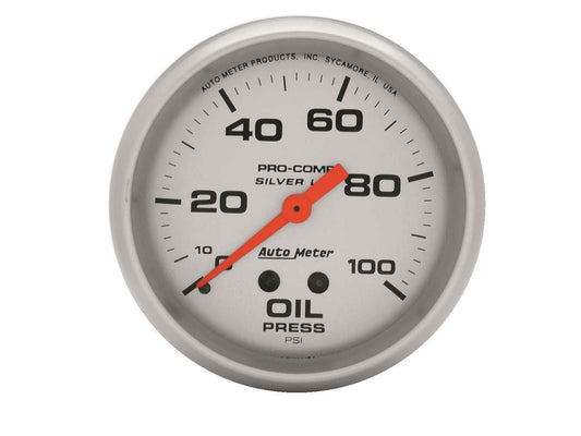 U/L 2 - 5/8in Silver Liq - Fill Oil 0 - 100 PSI - AutoMeter | Evolution Auto Retroworks