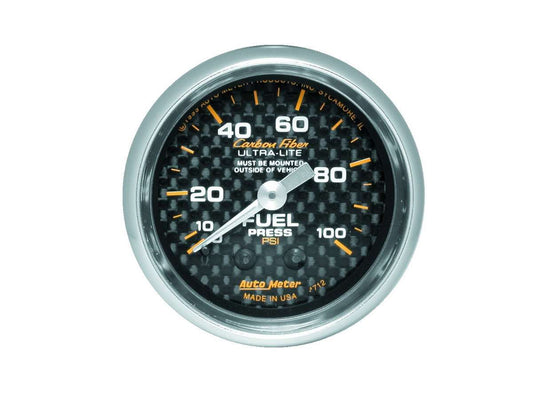C/F 2 - 1/16in Fuel Press. Gauge 0 - 100PSI - AutoMeter | Evolution Auto Retroworks