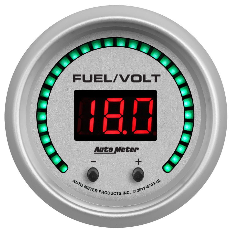 2 - 1/16 Fuel/Volt Gauge Elite Digital UL Series - AutoMeter | Evolution Auto Retroworks