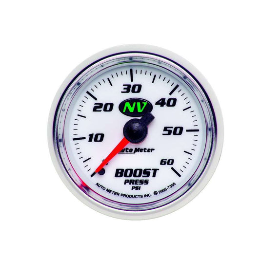 2 - 1/16in NV/S Boost Gauge 0 - 60psi - AutoMeter | Evolution Auto Retroworks