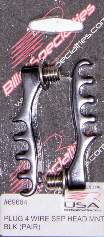 4 Wire Separator Black Cylinder Head Mount Pair - Billet Specialties | Evolution Auto Retroworks