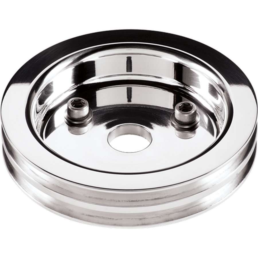 Polished SBC 2 Groove Lower Pulley - Billet Specialties | Evolution Auto Retroworks