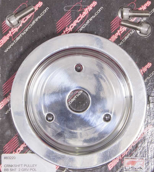 Polished BBC 2 Groove Lower Pulley - Billet Specialties | Evolution Auto Retroworks
